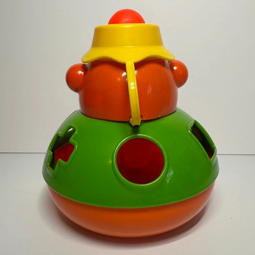 Vintage Playskool Bear Shape Sorter Wobble Toy Roly Poly 4‎ Shapes Squeaks